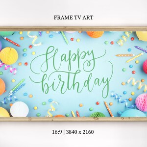 Happy Birthday Frame TV Art Samsung Frame TV Art Birthday Frame TV Art Colorful Birthday Frame tv Art Digital Download Festive tv art