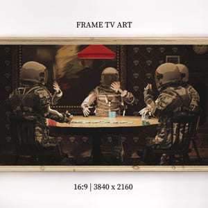 Pokerframe tv-kunst Samsung frame tv-kunst astronauten spelen poker frame tv-kunst man grotframe tv-kunst digitale download grappige pokernachtkunst