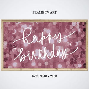 Cornice di buon compleanno TV Art Cornice Samsung TV Art Cornice di compleanno TV Art Cornice di compleanno rosa lucida TV Art Download digitale TV art