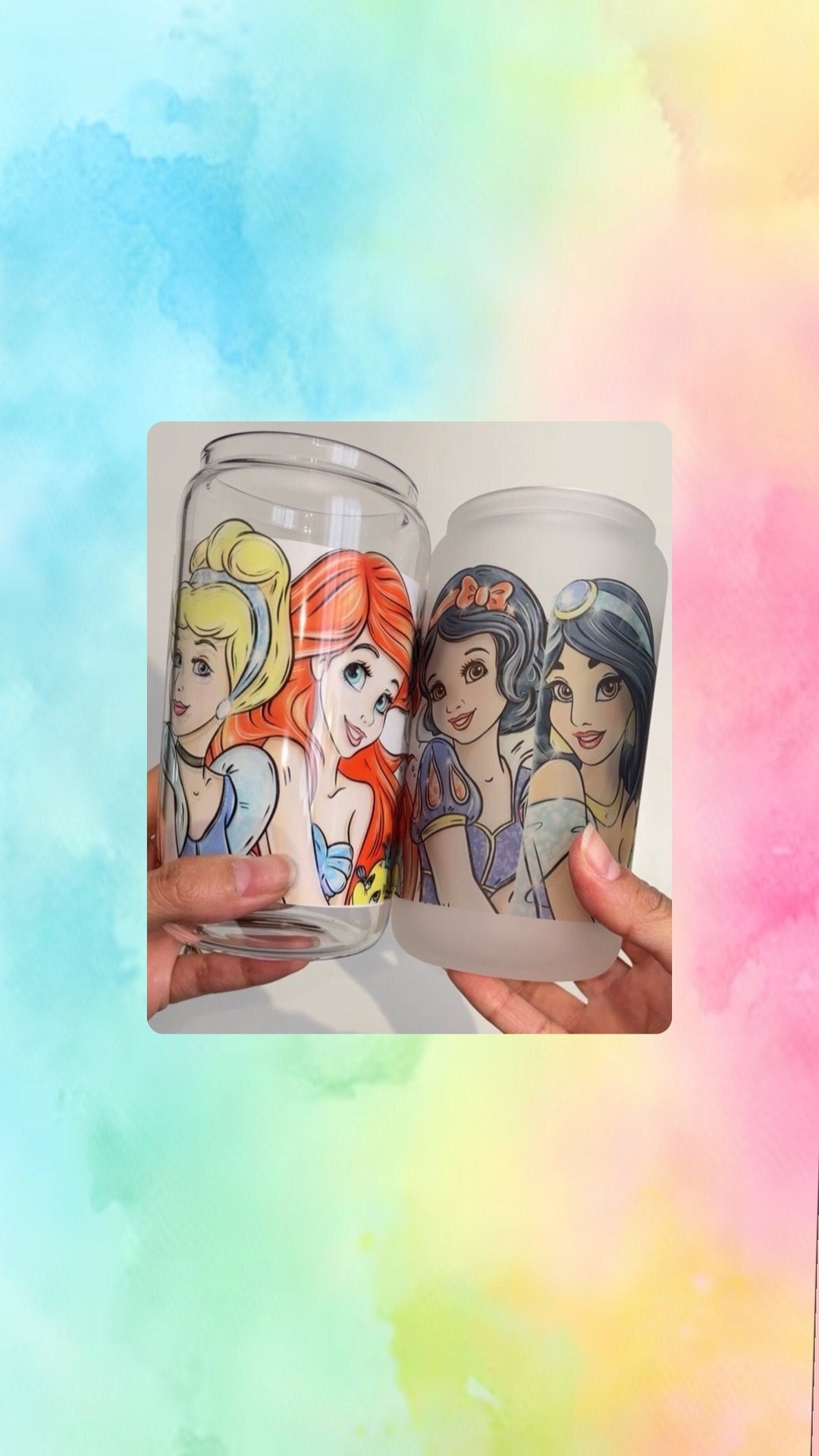 Princess Glass Containers Princess Glass Can Princess Tumbler Princess Gifts Disne Girls Gifts ...