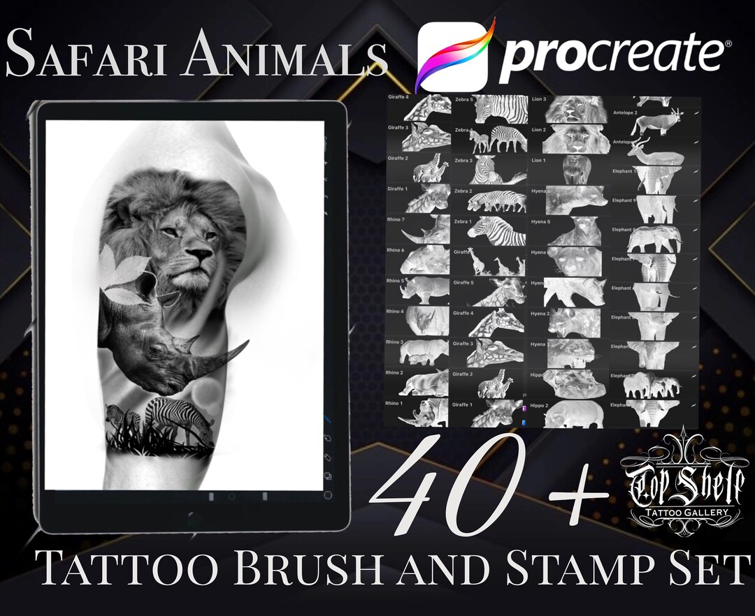 Procreate Tattoo Brushes Safari Animals - Etsy