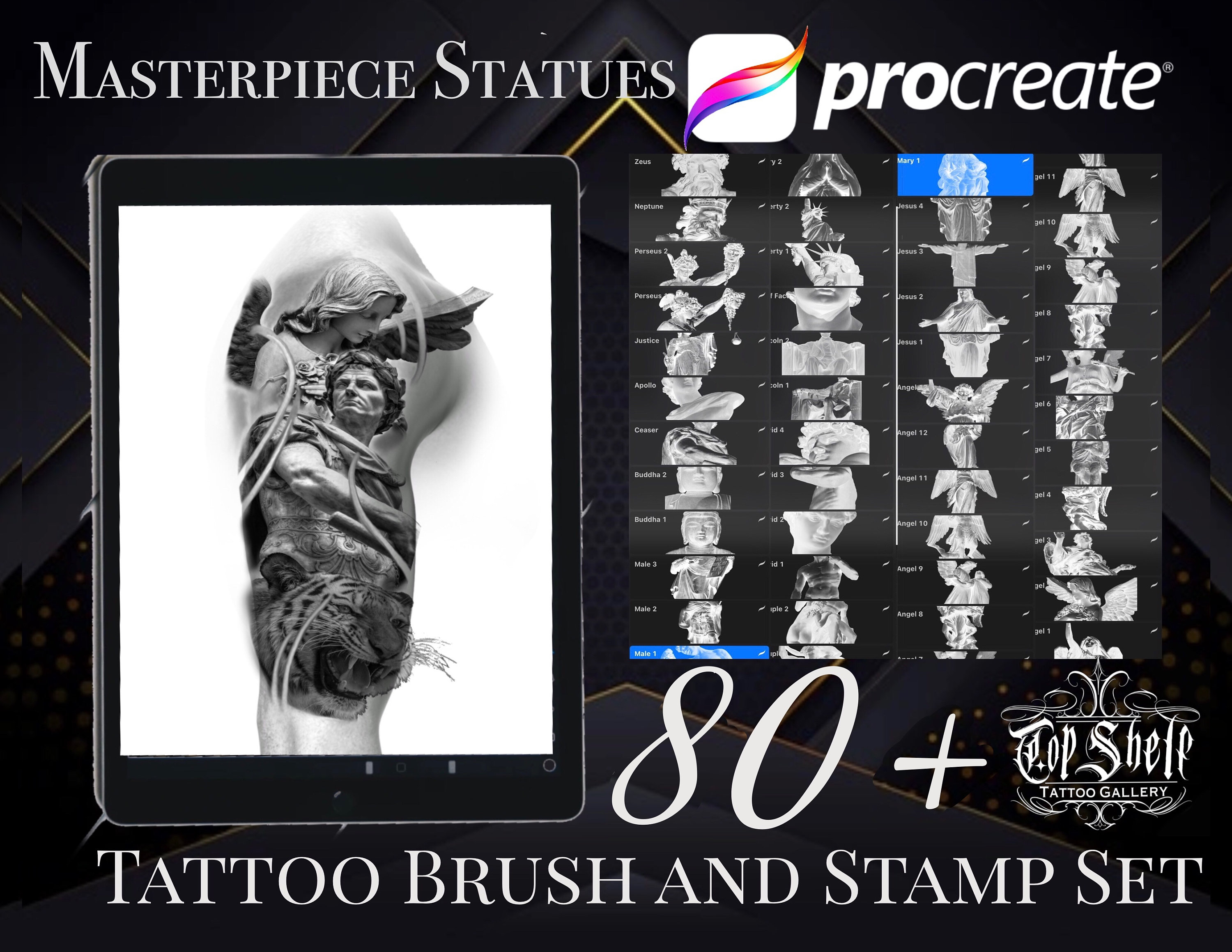 Procreate Tattoo Brush Set Masterpiece Statues - Etsy