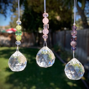 Gemstone Rearview Mirror Charm, Hanging Crystal Suncatcher, Window Light Catcher, Feng Shui Decor, Housewarming Gift, Stocking Stuffer Gift