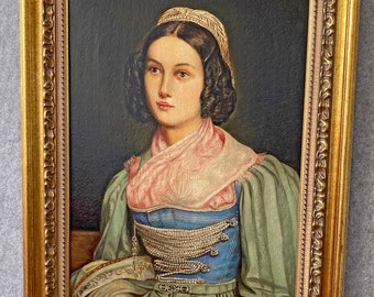 Peinture huile sur toile portrait d’Hélène Sedlmayr