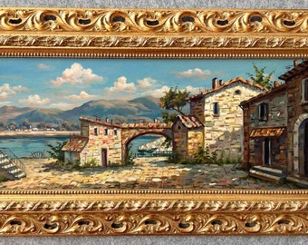 Painting oil on canvas copy of "Cottages" by Ciardi