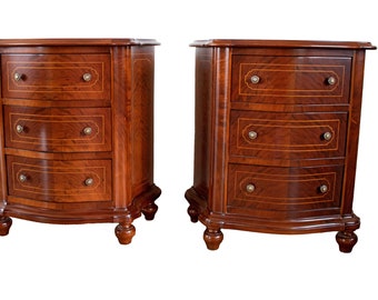 Elegant pair of bedside tables in walnut wood