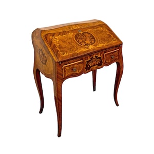 Baroque &quot;bureaux&quot; folding desk entirely inlaid