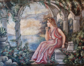 Fresh &quot;Trompe L&#39;oeil with female figure&quot;