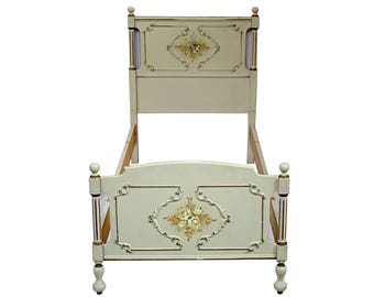 Louis XVI style headboard with bed frame and footboard