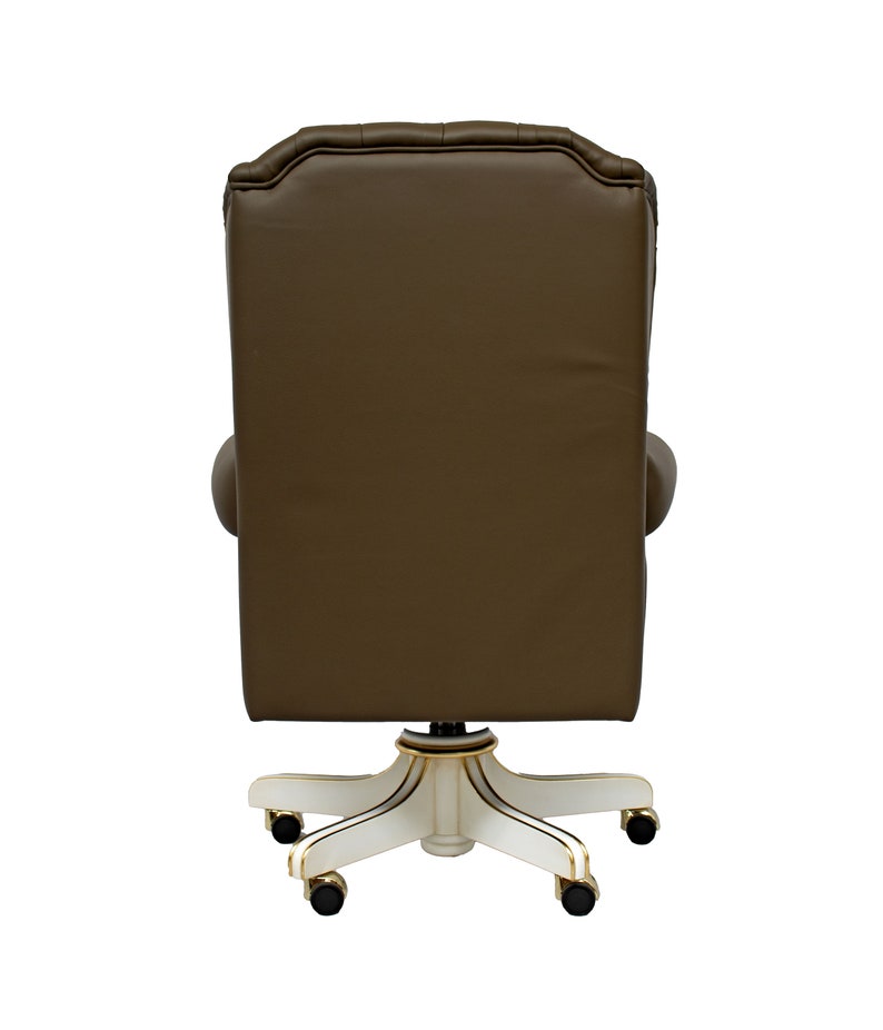 Elegant Swivel Leather Office Armchair - Etsy