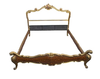 Rococo style headboard with bed frame and footboard