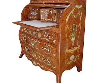 Secreter Trumeau estilo rococó con finas incrustaciones, años 90