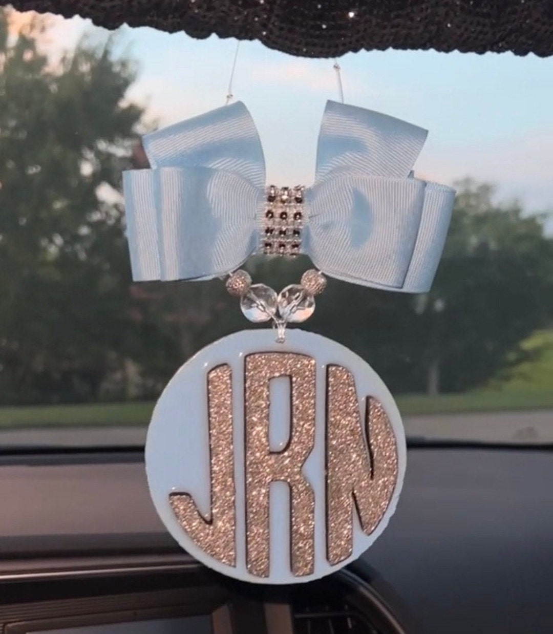 Monogram Car Charm Etsy