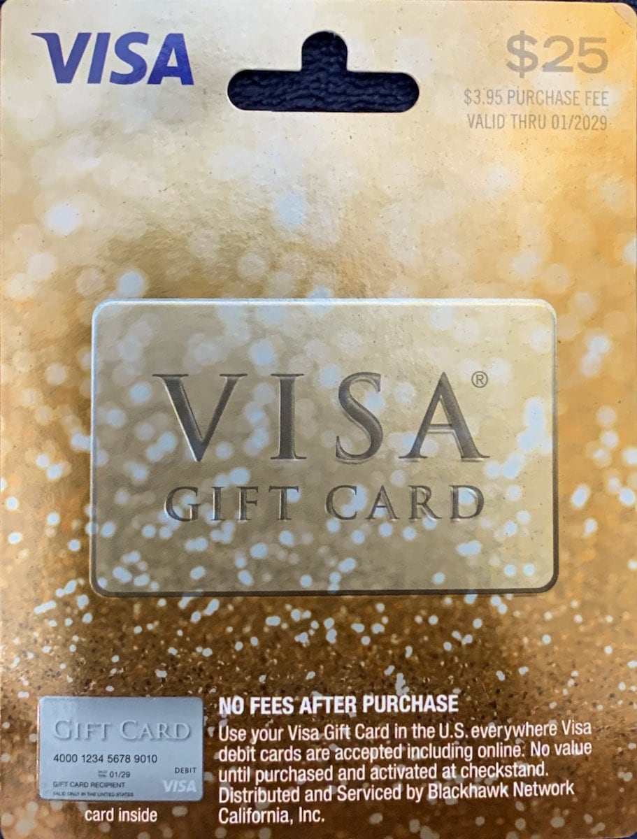 Visa $25 Gift Card (plus $3.95 Purchase Fee)