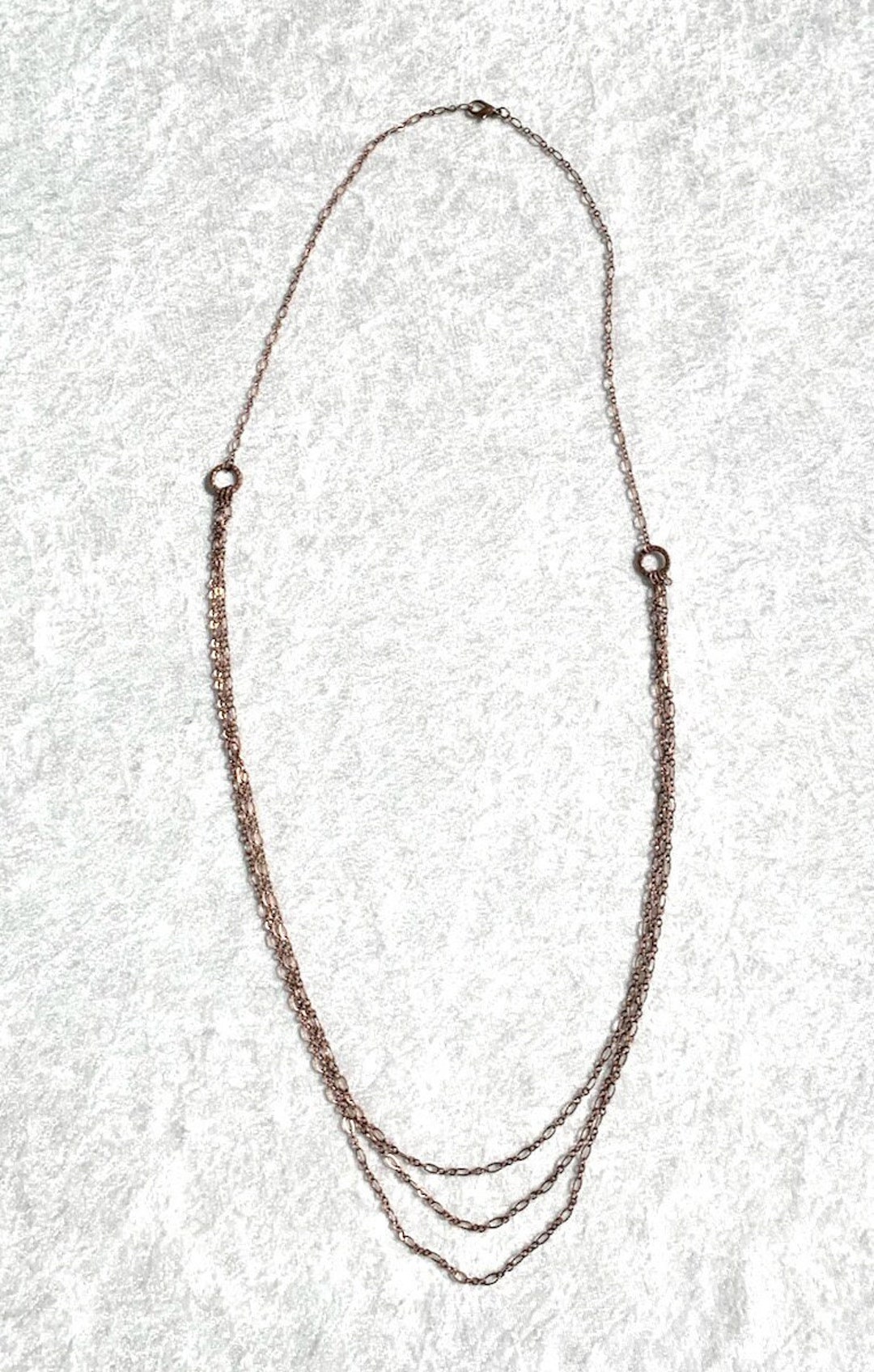 Layering Long Antique Copper Necklace Layering Fall Autumn Etsy