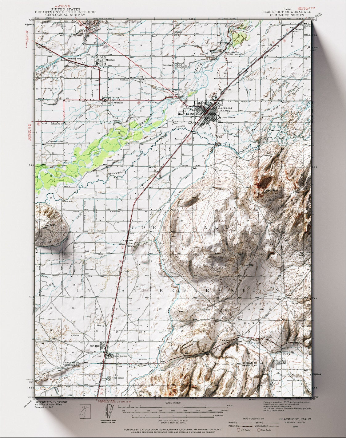 1940 1958 edition Blackfoot Idaho 162500 USGS Topographic Etsy