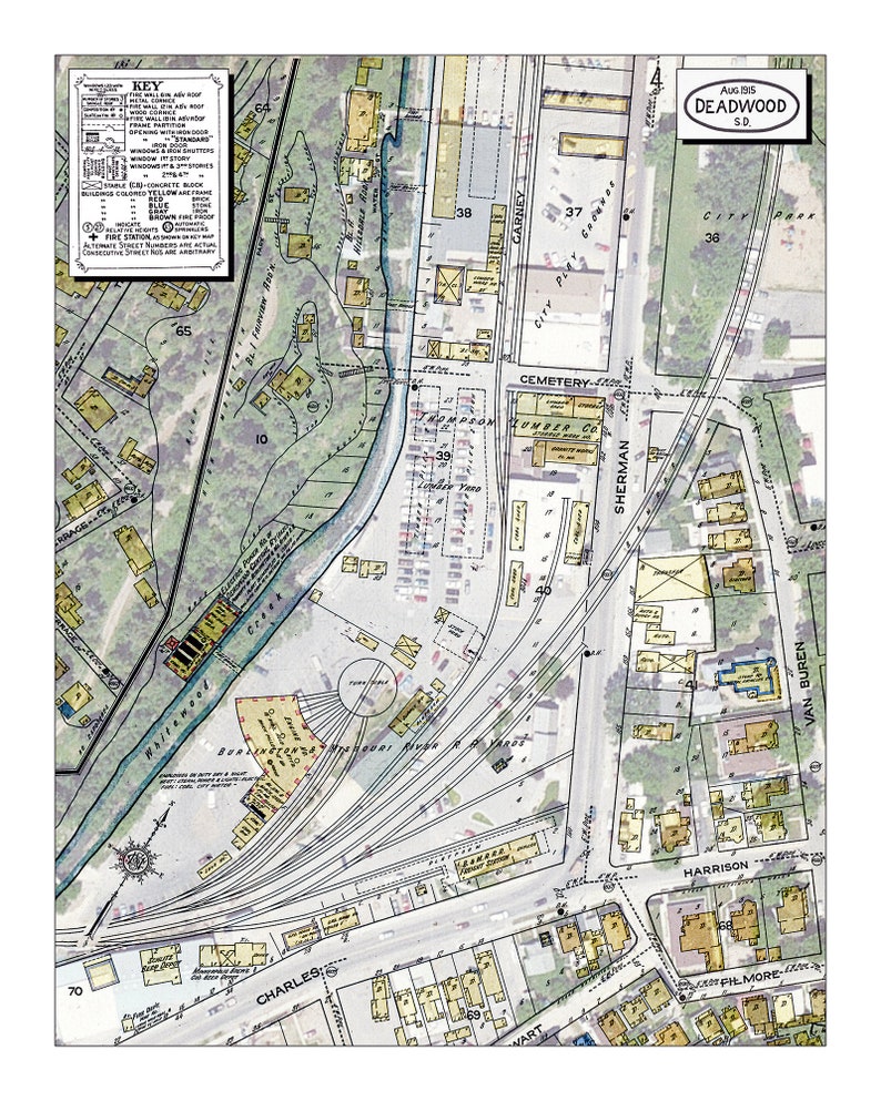 Deadwood South Dakota 1915 Sanborn Map With Aerial Imagery Etsy