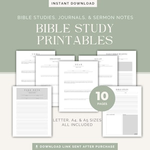 Printable Bible Study Journal, SOAP, HEAR, COMA, Sermon Notes (Digital Download)