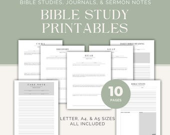 Printable Bible Study Journal, SOAP, HEAR, COMA, Sermon Notes (Digital Download)