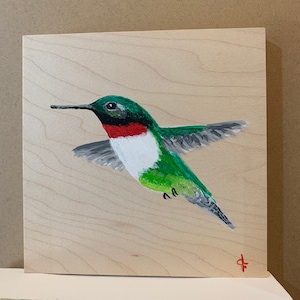 Hummingbird - original acrylic on wood.