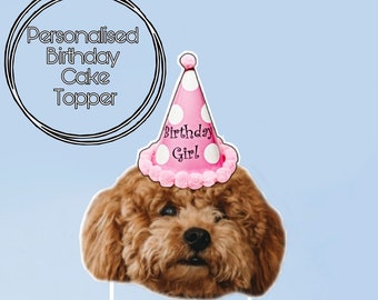 Personalisierte Foto Hund Geburtstag Cake Topper / Haustier Party / Hund Geburtstagsparty