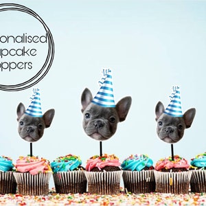 Personalised Pet Photo Cupcake Toppers / Pet Party / Dog Birthday Party