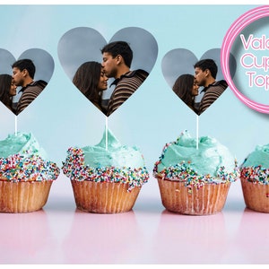 Personalised Photo Cupcake Toppers / Engagement Party / Anniversary / Wedding / Couple / Pride