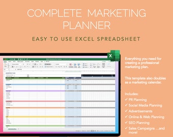 Complete Marketing Planner Excel [Instant Download]