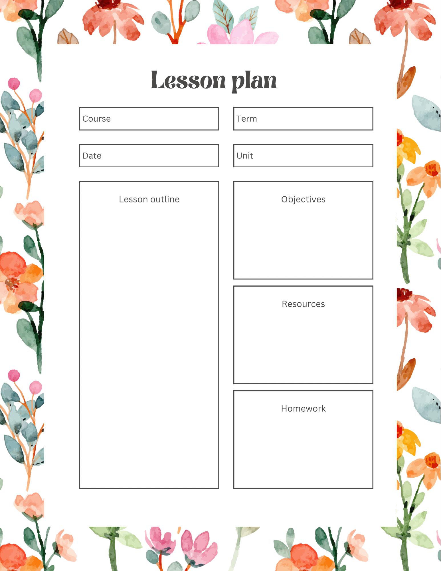Editable Teacher Planner 2025-2026 – Floral Lesson Plan Book (digital ...