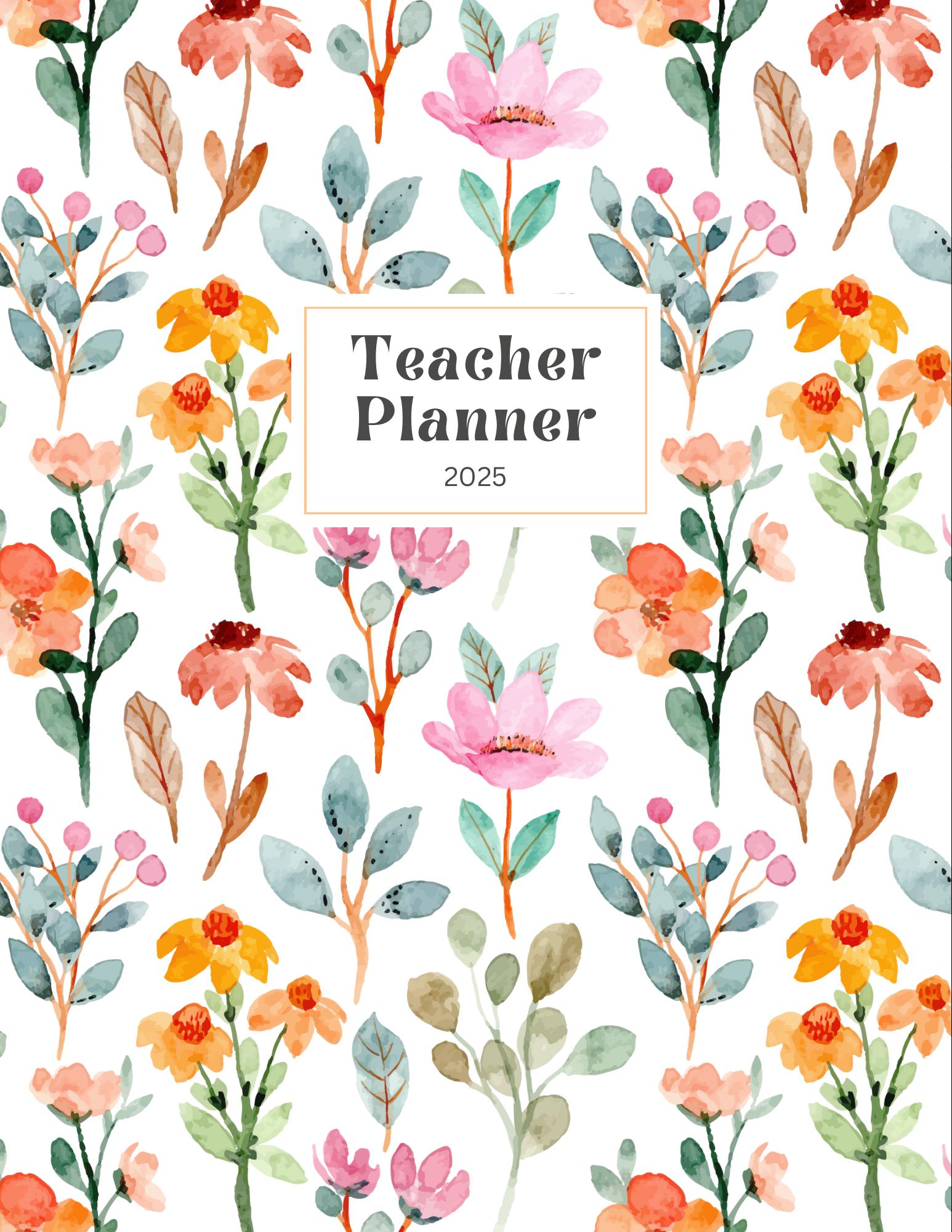 Editable Teacher Planner 2025-2026 – Floral Lesson Plan Book (digital ...