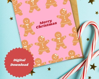 Cute Gingerbread Christmas Card • Digital Christmas Card • Printable Template • Cute Christmas Card