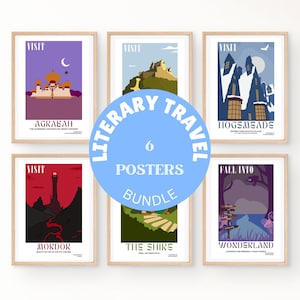 Pósteres de viajes ficticios • Impresión digital • Educativo • Póster para el aula • Póster literario • Estilo vintage