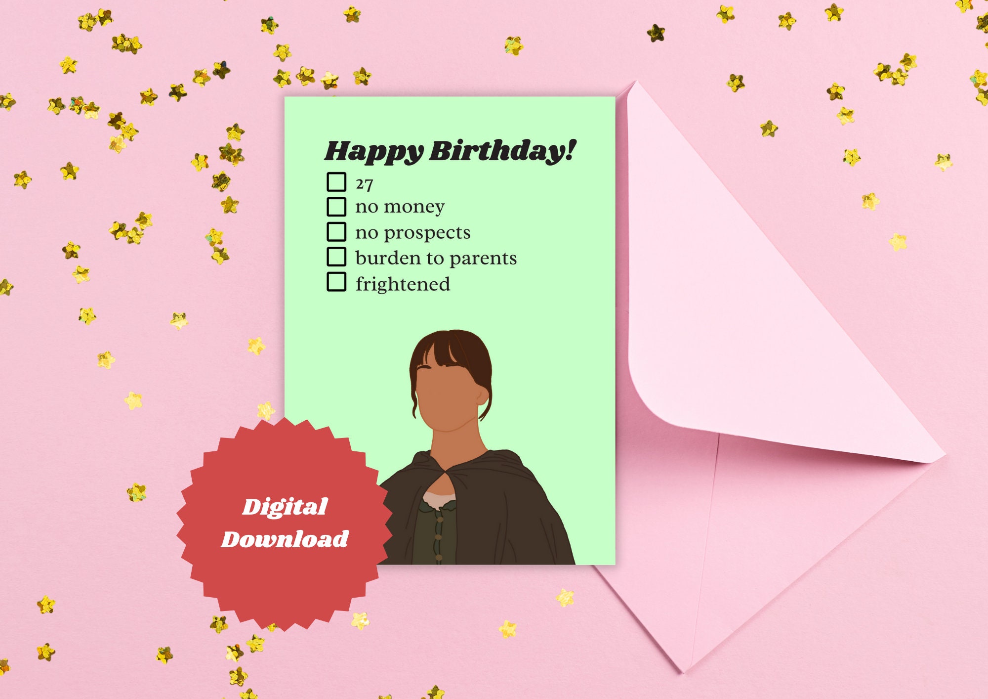 Pride & Prejudice Birthday Card • Digital Christmas Card • Printable