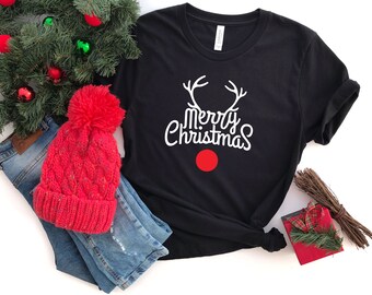 Reindeer Merry Christmas Shirt, Holiday Family Matching Tee