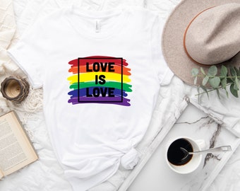 Rainbow Pride Flag Shirt, LGBT Love is Love Tee