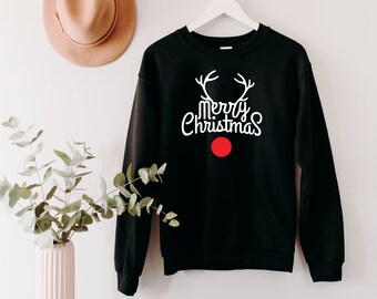 Reindeer Merry Christmas Sweatshirt, Holiday Family Sweater