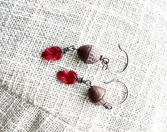 Pendientes de bellota de cristal