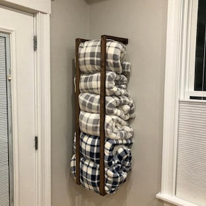 Organizational Blanket Holder, Blanket Rack, Blanket Holder On Wall, Blanket Wall Rack, Blanket Ladder, Blanket Shelf, Wall Blanket Storage