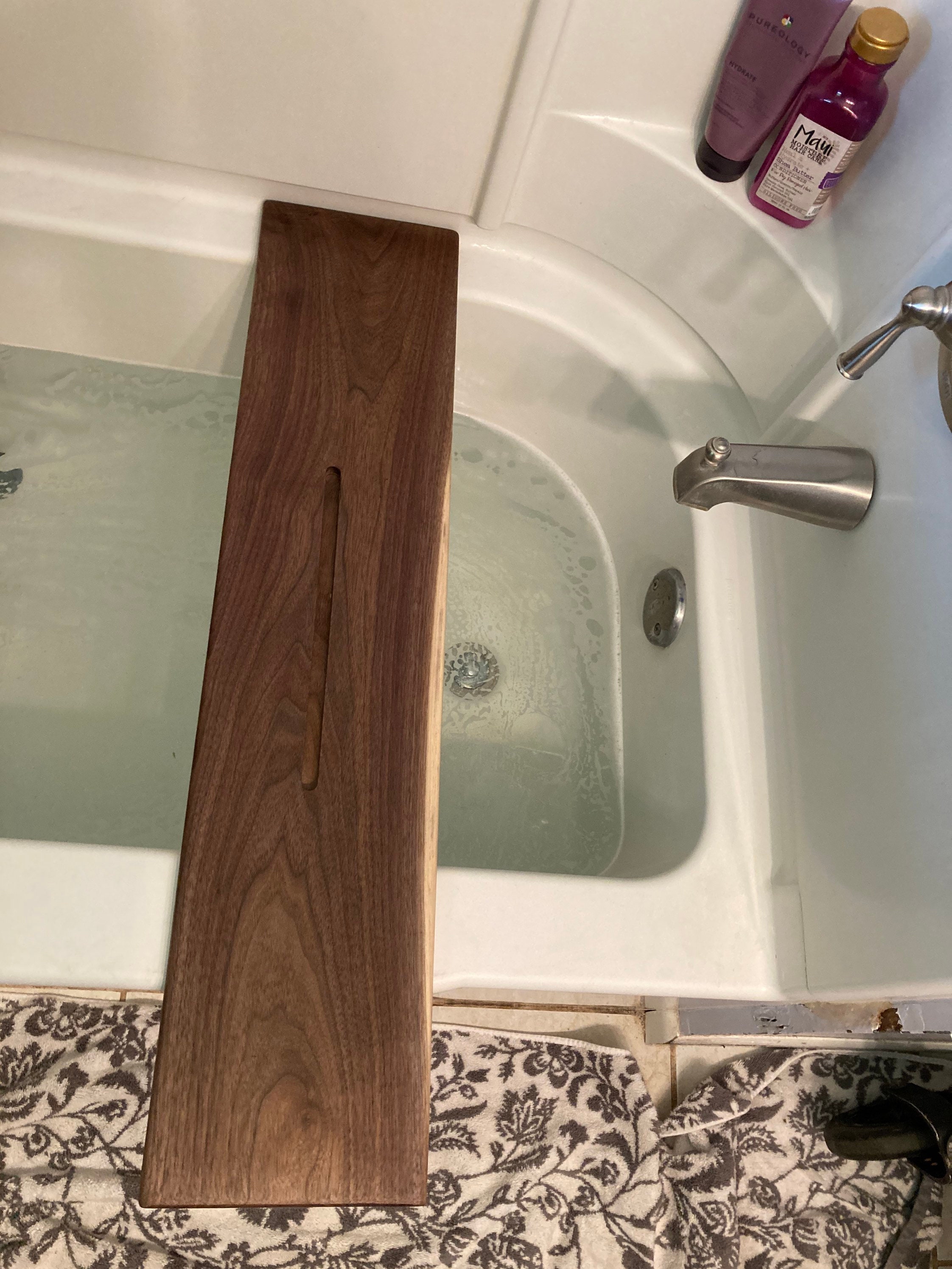 Solid Walnut Bathtub Tray — Stumps Custom Wood Worldwide Shipping