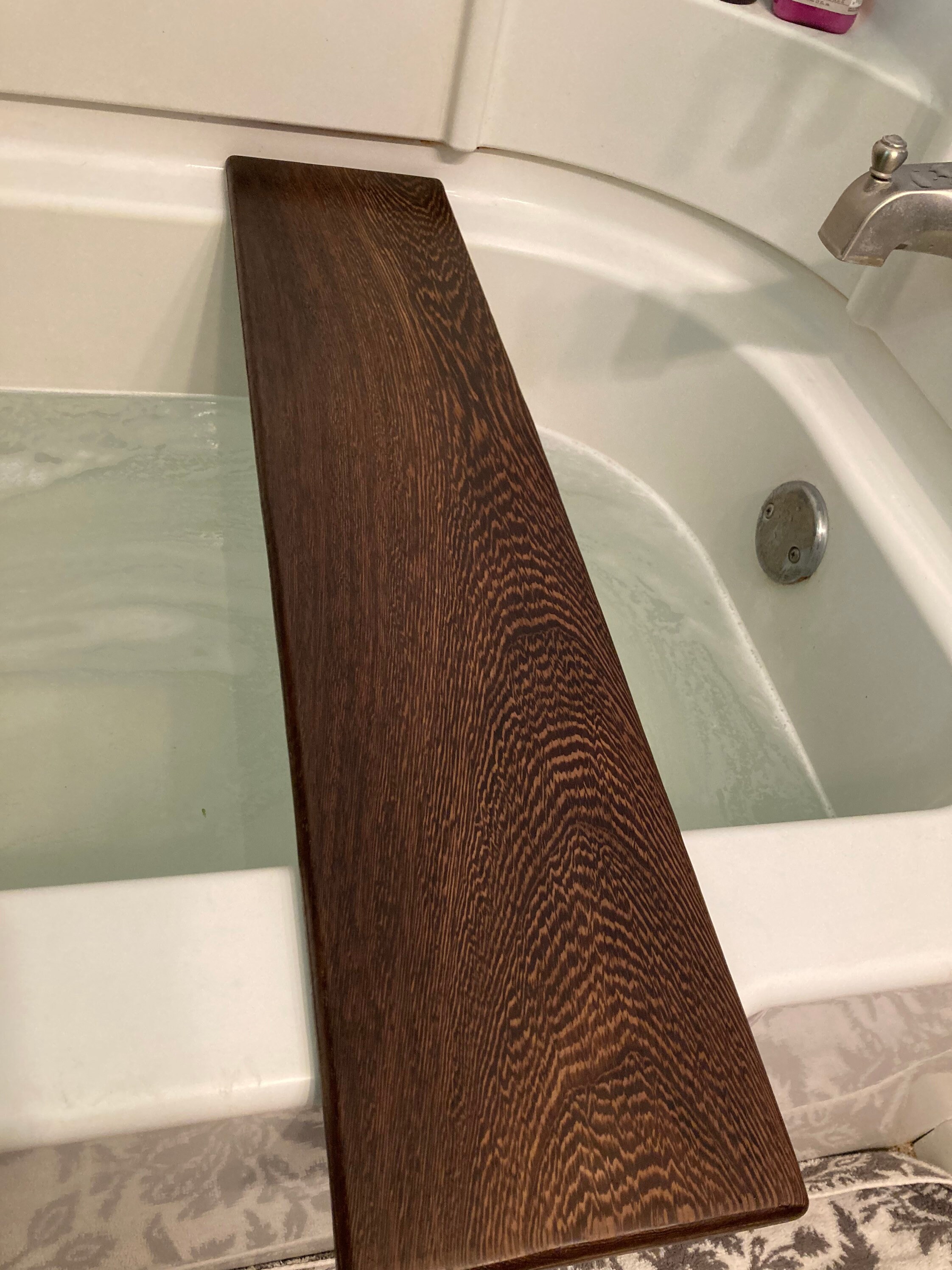 Wenge Wood Bathtub Tray — Stumps Custom Wood Worldwide Shipping
