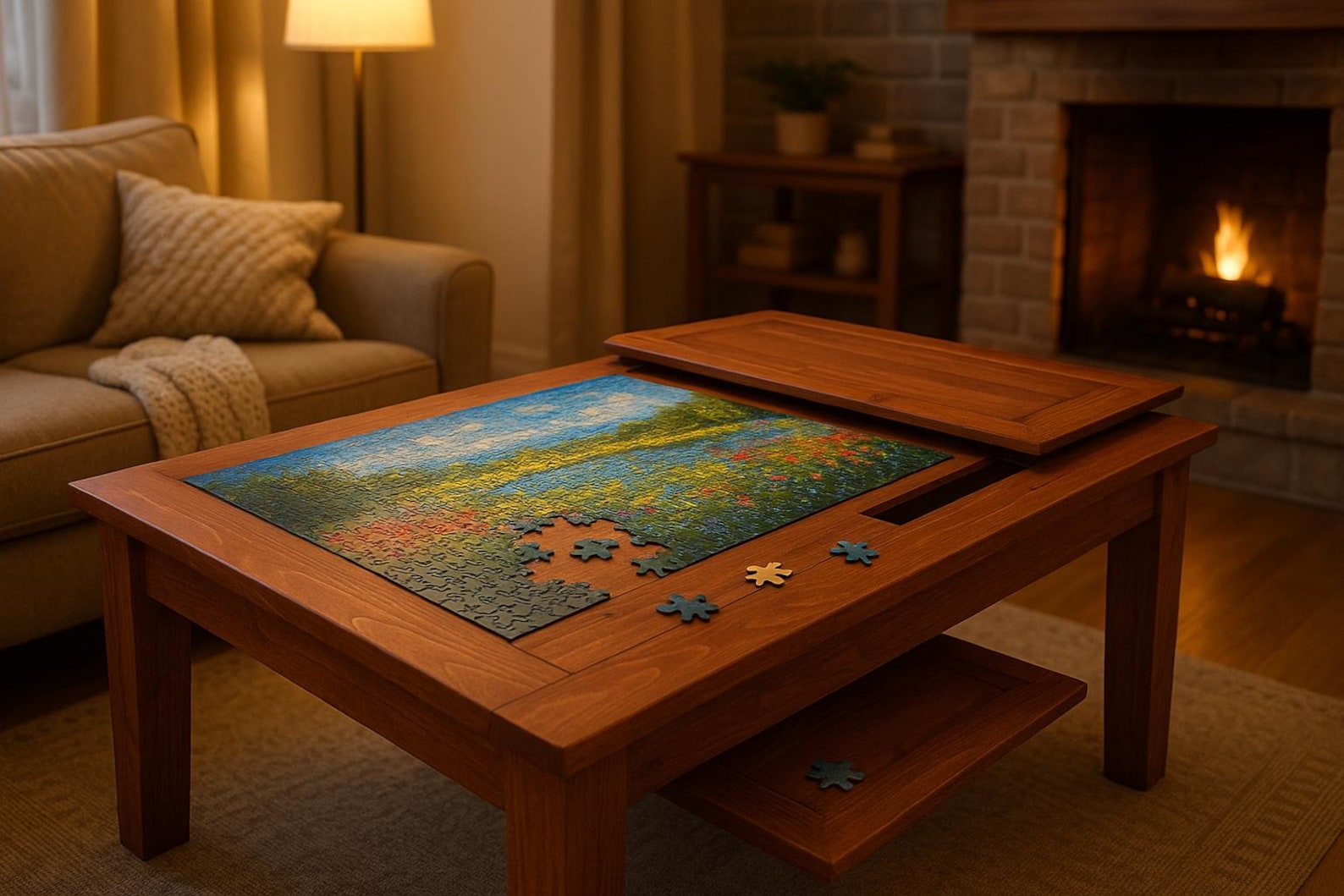 Jigsaw Puzzle Table With Storage Inside - 3000 Puzzles Coffee Table - Etsy