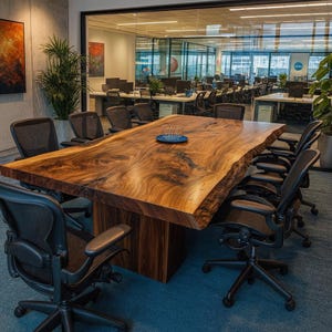 Tavolo personalizzato con bordo vivo in noce: mobili rustici fatti a mano