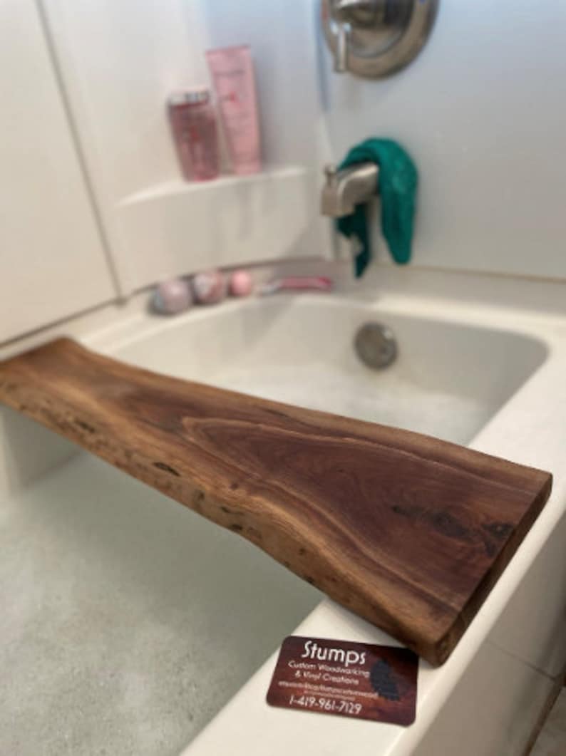 Live Edge Bathtub Tray Bathtub Tray Wood Bath Caddy Live Etsy