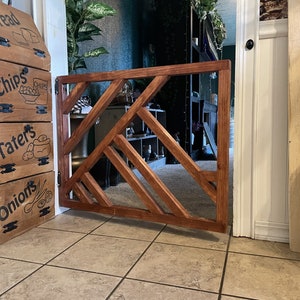 Geo Baby/Pet Gate | Wood baby gate | farmhouse baby gate | pet gate | Custom gates | Any size gate | Handmade is USA | Swinging Gate