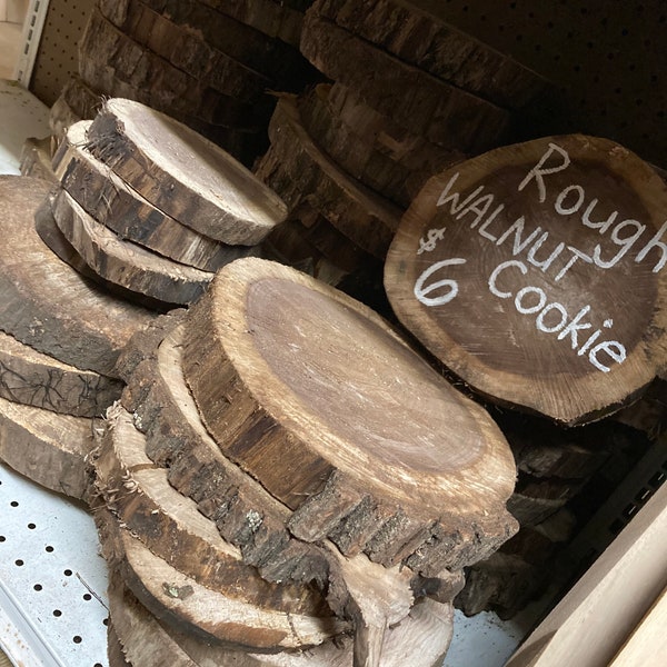 10”+ Walnut Tree Slices w. Bark, Round Walnut Live Edge Cookies