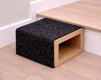 Escalón individual de madera alfombrado para mascotas / Escaleras antideslizantes para perros