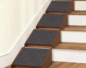 2-Pack Wooden Dog Ramps for Stairs – Solid Hardwood Non-Slip Pet Ramps