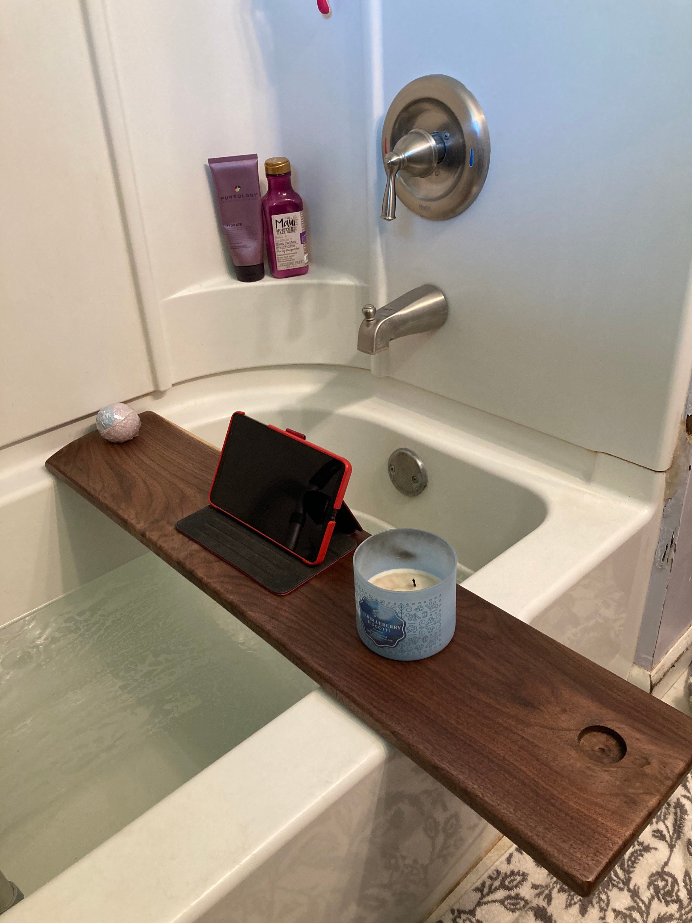 Solid Walnut Bathtub Tray — Stumps Custom Wood Worldwide Shipping