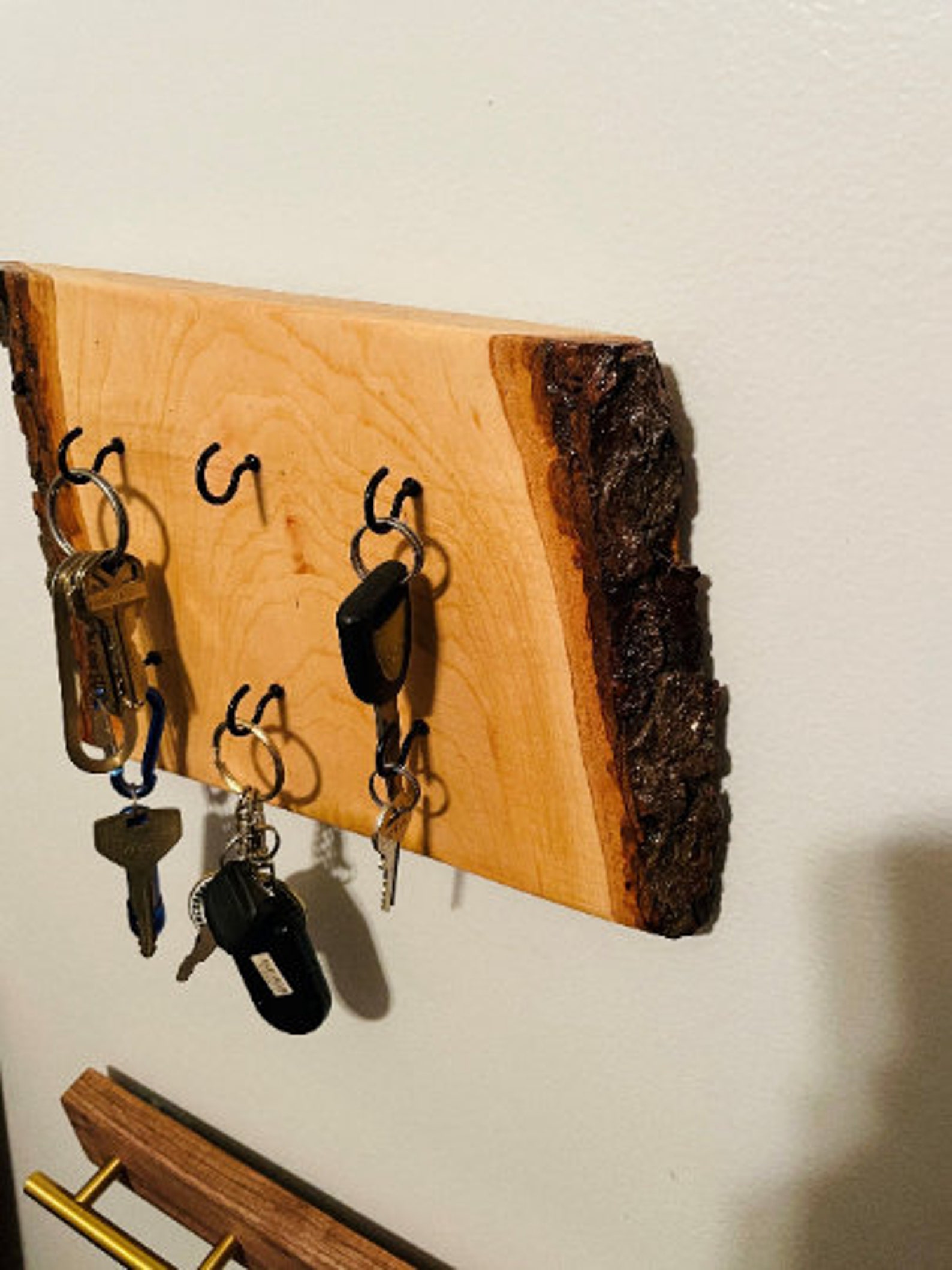 Live Edge Wall Mount Key Chain Holder Jewelry Organizer Key Etsy