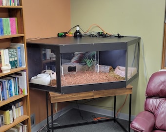 1,20 m zwarte PVC-hoekbehuizing aan de voorkant: bioactieve habitat voor reptielen